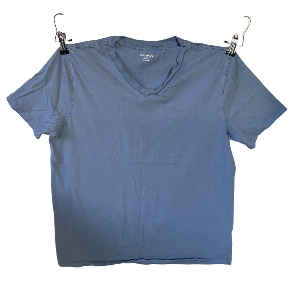 Old Navy Mens T Shirt Top Core V Neck Short Sleeve Soft Washed Cotton Blue Small